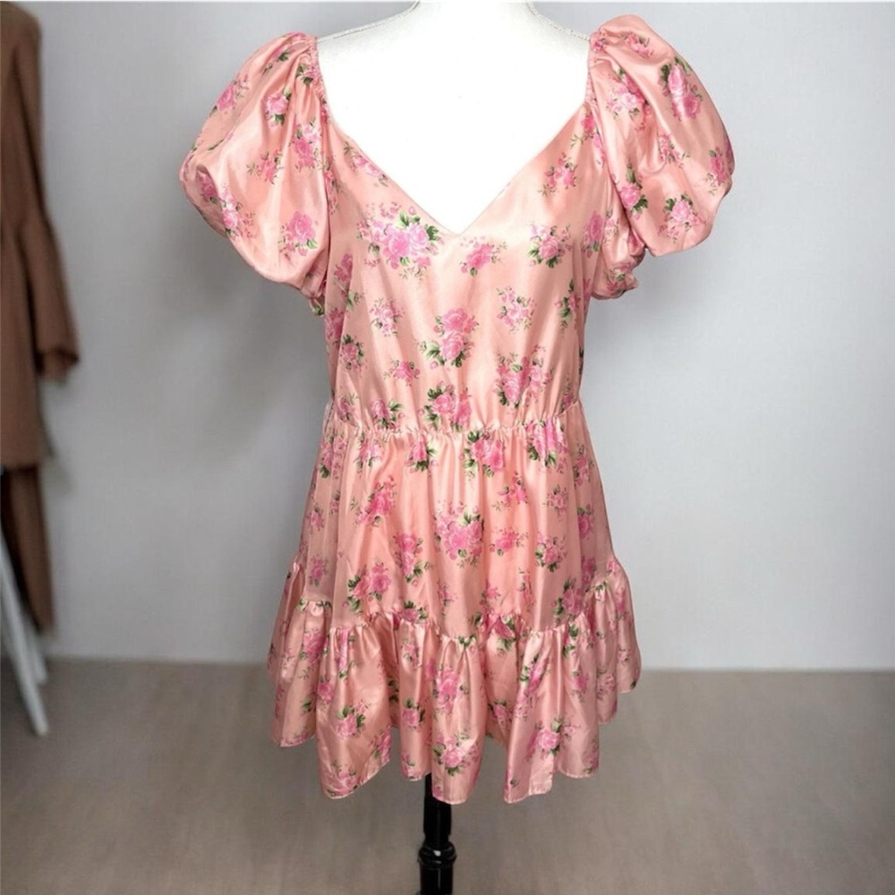 LoveShackFancy x Target Floral Puff Sleeve Cecile Mini Dress In Pink Size 6 - Picture 5 of 6